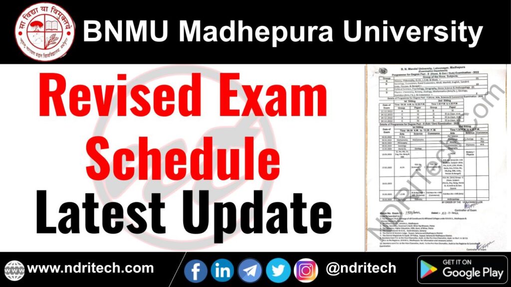 BNMU Revised Exam Schedule BA BSc BCom MA MSc MCom PhD Vocational