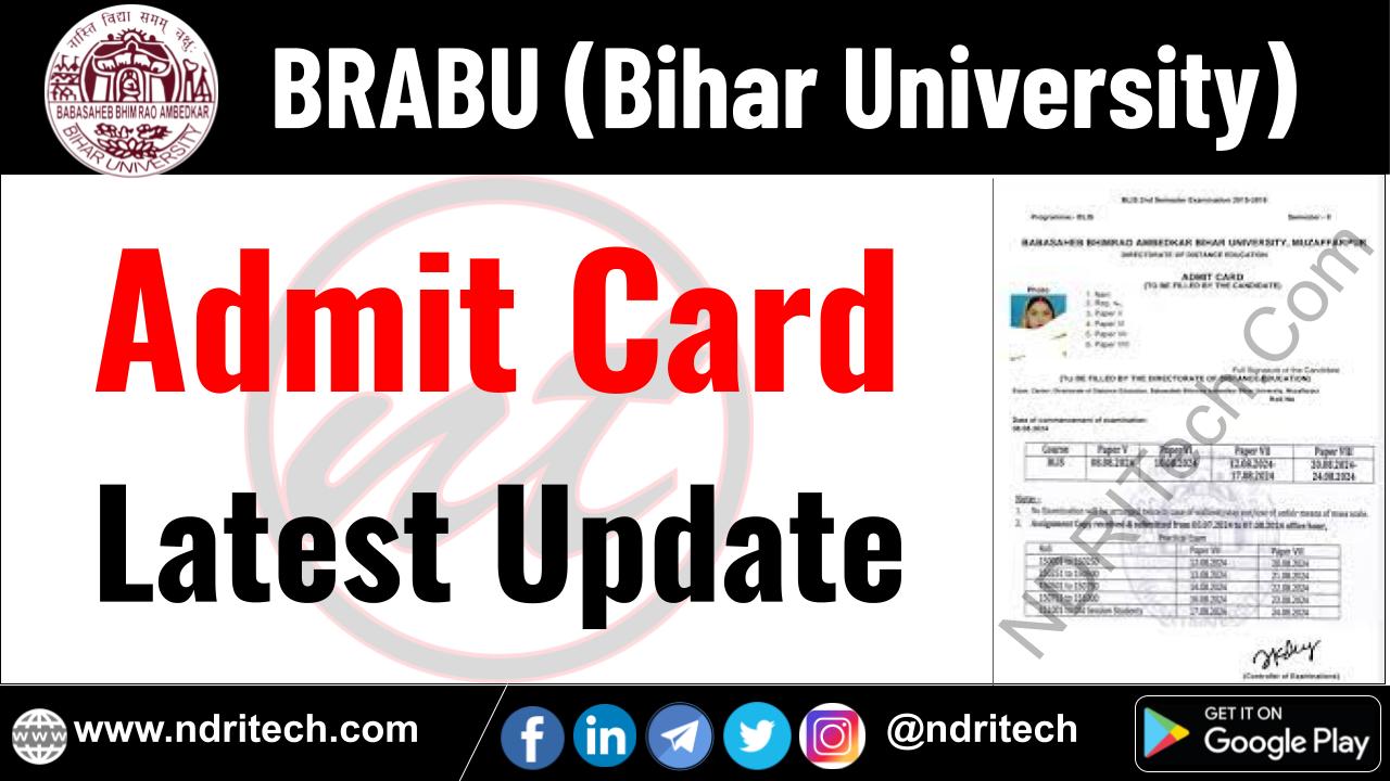 BRABU Admit Card BA BSc BCom MA MSc MCom PhD Vocational