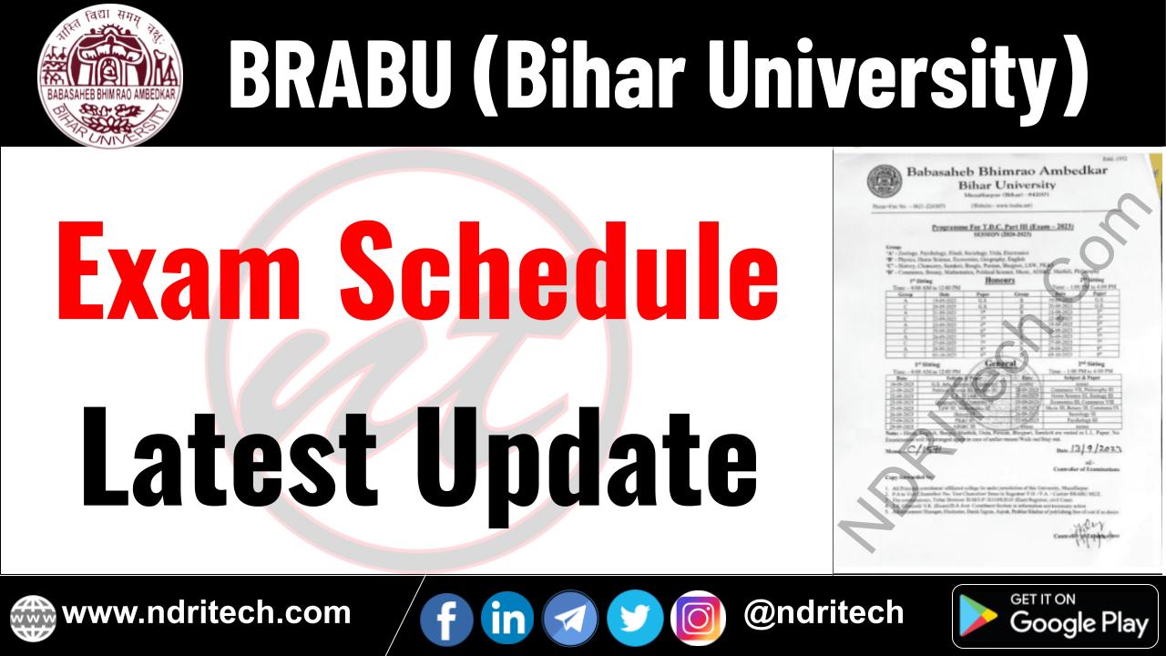 BRABU Exam Schedule BA BSc BCom MA MSc MCom PhD Vocational
