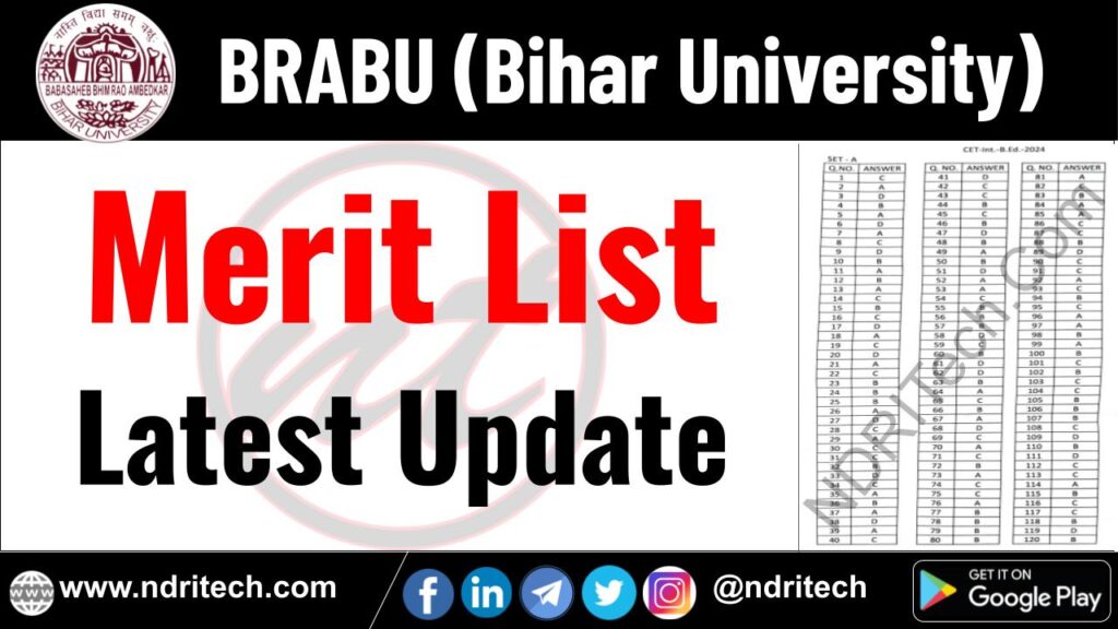 BRABU Merit List BA BSc BCom MA MSc MCom PhD Vocational