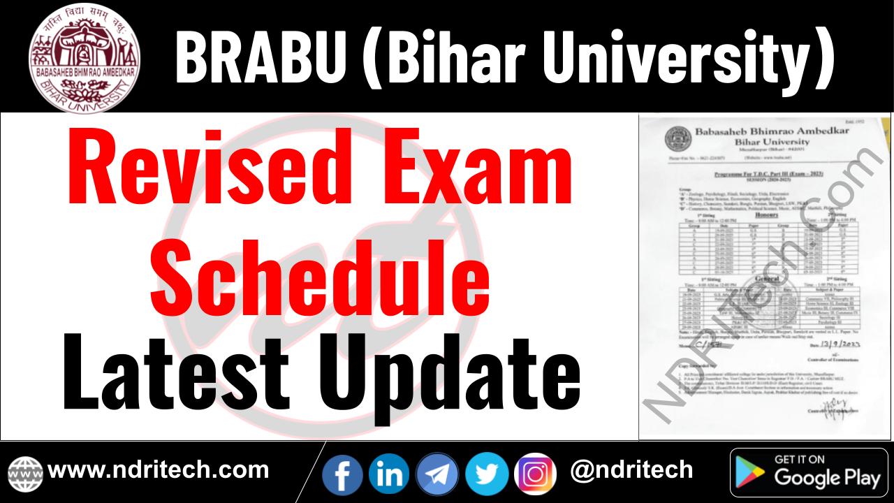 BRABU Revised Exam Schedule BA BSc BCom MA MSc MCom PhD Vocational