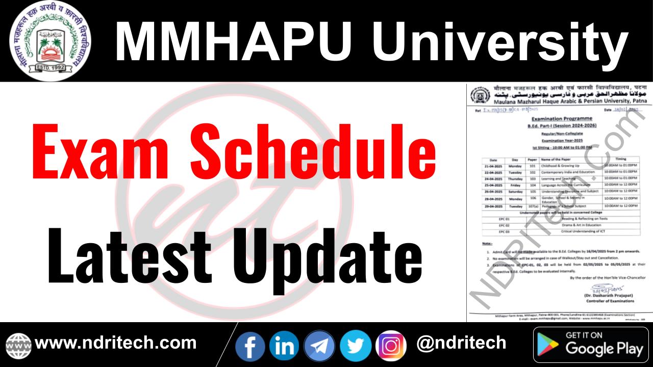MMHAPU Exam Schedule Update BA BSc BCom MA MSc MCom PhD BEd MEd