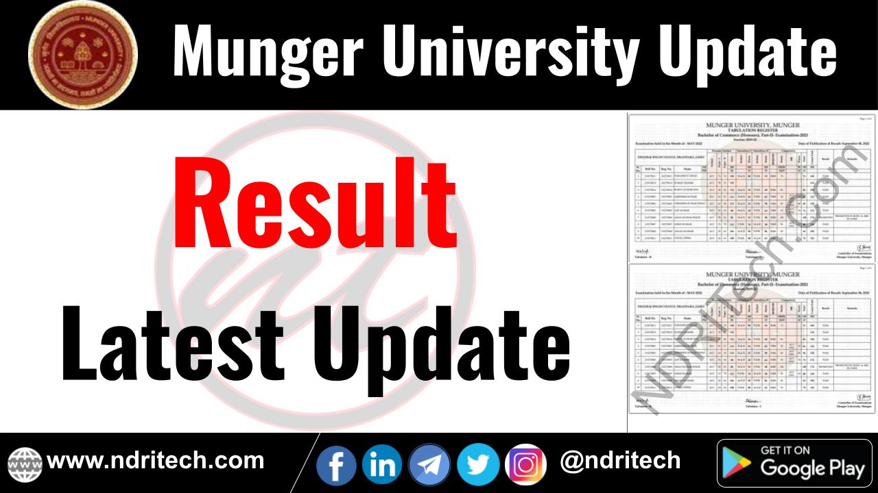 Munger University Result BA BSc BCom MA MSc MCom PhD Vocational