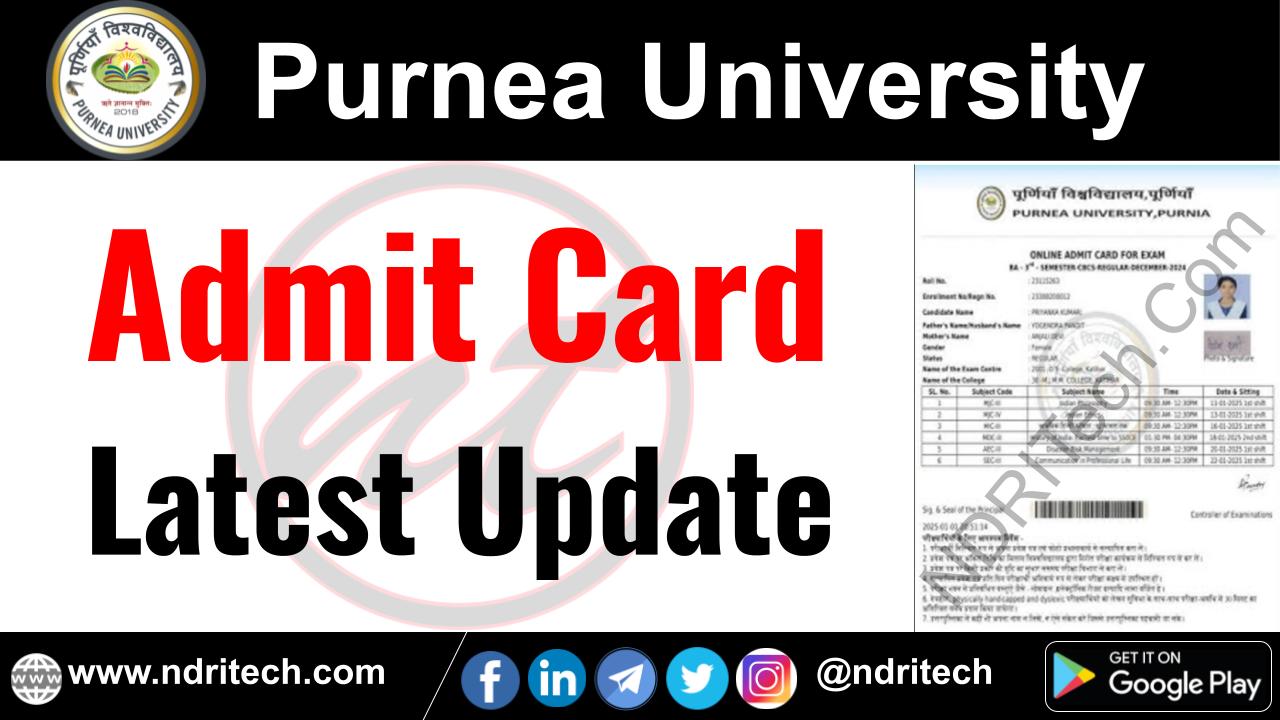 Purnea University Admit Card BA BSc BCom MA MSc MCom PhD Vocational