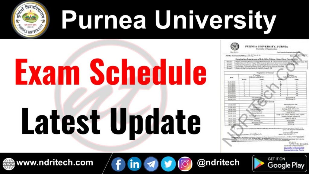 Purnea University Exam Schedule BA BSc BCom MA MSc MCom PhD Vocational