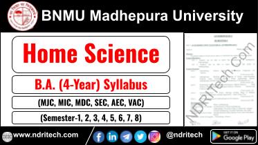 BNMU BA Home Science New Syllabus Sem- 1 2 3 4 5 6 7 8