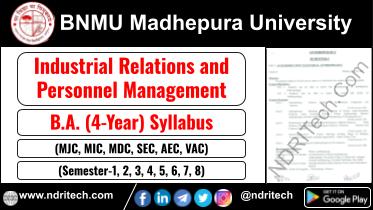 BNMU BA Industrial Relations and Personnel Management New Syllabus Sem- 1 2 3 4 5 6 7 8