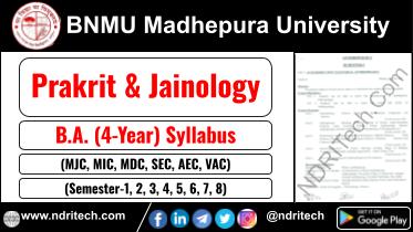 BNMU BA Prakrit & Jainology New Syllabus Sem- 1 2 3 4 5 6 7 8