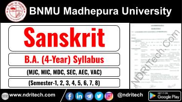 BNMU BA Sanskrit New Syllabus Sem- 1 2 3 4 5 6 7 8