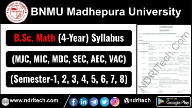 BNMU BSc Mathematics New Syllabus Sem-1 2 3 4 5 6 7 8