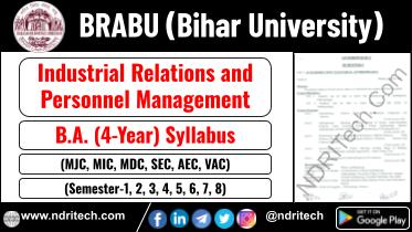 BRABU BA Industrial Relations and Personnel Management New Syllabus Sem- 1 2 3 4 5 6 7 8
