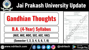 JP University BA Gandhian Thoughts New Syllabus Sem- 1 2 3 4 5 6 7 8