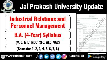 JP University BA Industrial Relations and Personnel Management New Syllabus Sem- 1 2 3 4 5 6 7 8