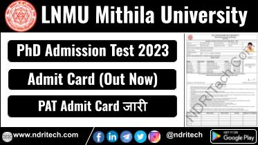 LNMU PAT 2023 Admit Card 2025 PhD Admission Test (PAT) 2023