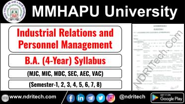 MMHAPU BA Industrial Relations and Personnel Management New Syllabus Sem- 1 2 3 4 5 6 7 8