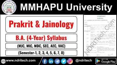 MMHAPU BA Prakrit & Jainology New Syllabus Sem- 1 2 3 4 5 6 7 8