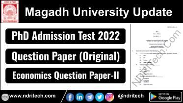 Magadh University PAT 2022 Economics Paper-2 Question Paper PhD Admission Test