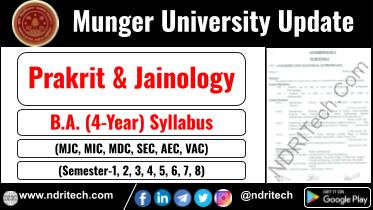 Munger University BA Prakrit & Jainology New Syllabus Sem- 1 2 3 4 5 6 7 8