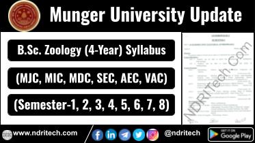 Munger University BSc Zoology New Syllabus Sem-1 2 3 4 5 6 7 8