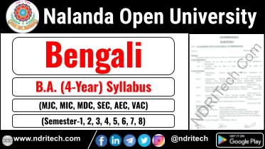 NOU BA Bengali New Syllabus Sem- 1 2 3 4 5 6 7 8