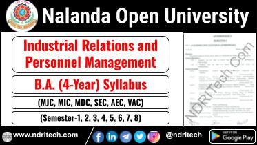 NOU BA Industrial Relations and Personnel Management New Syllabus Sem- 1 2 3 4 5 6 7 8