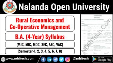NOU BA Rural Economics and Co-Operative Management New Syllabus Sem- 1 2 3 4 5 6 7 8