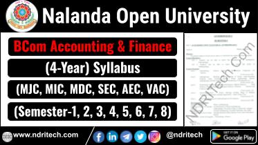 NOU BCom Accounting & Finance New Syllabus Sem- 1 2 3 4 5 6 7 8