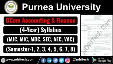 Purnea University BCom Accounting & Finance New Syllabus Sem- 1 2 3 4 5 6 7 8