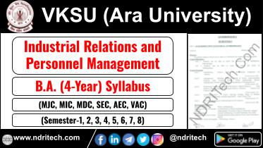 VKSU BA Industrial Relations and Personnel Management New Syllabus Sem- 1 2 3 4 5 6 7 8