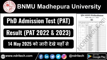BNMU PhD PAT 2022 and PAT 2023 Result 2025 Download