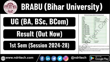 BRABU BA BSc BCom 1st Sem Result 2025 Session 2024-28