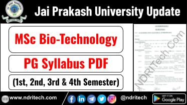 JP University PG MSc Bio Technology Syllabus Sem-1 2 3 4 Download Link