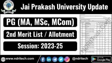 JPU PG Admission 2nd Merit List 2025 MA MSc MCom