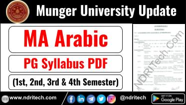Munger University PG MA Arabic Syllabus Sem-1 2 3 4 Download Link