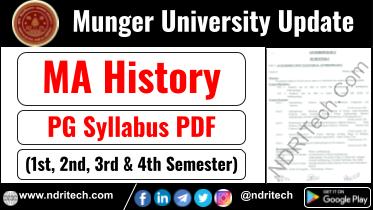 Munger University PG MA History Syllabus Sem-1 2 3 4 Download Link