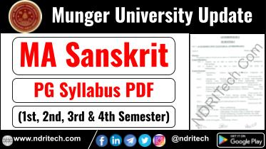 Munger University PG MA Sanskrit Syllabus Sem-1 2 3 4 Download Link