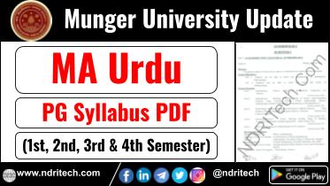 Munger University PG MA Urdu Syllabus Sem-1 2 3 4 Download Link