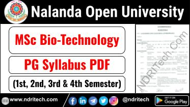 NOU PG MSc Bio Technology Syllabus Sem-1 2 3 4 Download Link
