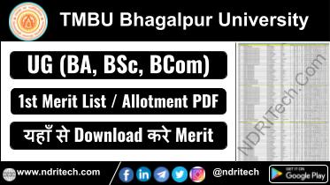 TMBU BA BSc BCom 1st Merit List 2025-29 Download