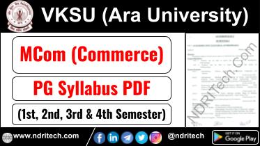 VKSU PG MCom Commerce Syllabus Sem-1 2 3 4 Download Link