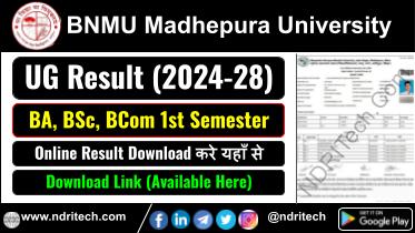 BNMU BA BSc BCom 1st Sem Result Sem 2024-28