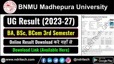 BNMU BA BSc BCom Sem-3 Result Session 2023-27