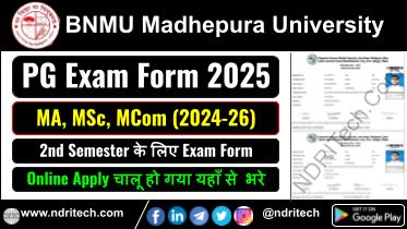 BNMU PG 2nd Sem Exam Form 2025 MA MSc MCom How to Apply