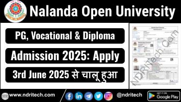 NOU Admission 2025 MA MSc MCom PG Diploma Vocational
