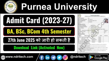 Purnea University BA BSc BCom 4th Sem Admit Card 2025 Downlaod Link