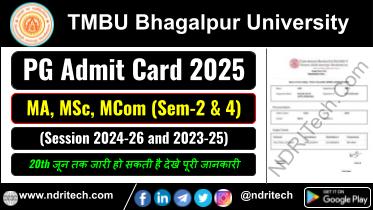 TMBU PG 2nd 4th Sem Admit Card 2025 Session 2024-26 and 2023-25