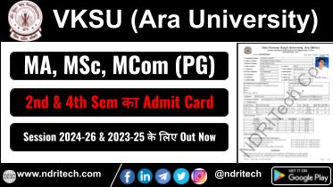 VKSU PG Sem 2 4 Admit Card 2025 MA MSc MCom 2024-26 & 2023-25
