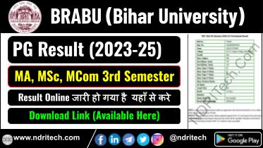 BRABU PG 3rd Semester Result 2025 MA MSc MCom Session 2023-25