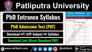 Patliputra University PhD Entrance Syllabus (PAT Syllabus 2025)